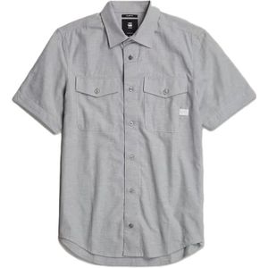 G-star, Overhemden, Heren, Grijs, L, Katoen, Marine Slim Shirt Korte Mouw