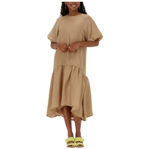 Bruuns Bazaar, Kleedjes, Dames, Bruin, S, Zara Luca Jurk Camel Midi