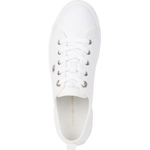 Tommy Hilfiger, Schoenen, Dames, Wit, 39 EU, Katoen, Witte Canvas Lage Sneakers