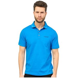 Armani Exchange, Blauw Jersey Katoen Polo Shirt Blauw, Heren, Maat:S