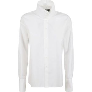 Fabiana Filippi, Blouses & Shirts, Dames, Wit, S, Witte Poplin Overhemd met Opstaande Kraag