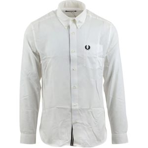 Fred Perry, Heren puur katoenen knoopsluiting overhemd Wit, Heren, Maat:M