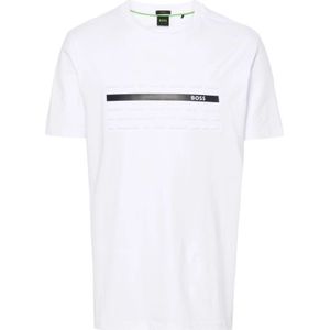 Hugo Boss, Geborduurd Logo Katoenen T-shirt Wit, Heren, Maat:M