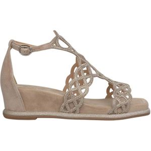 Alma EN Pena, Schoenen, Dames, Bruin, 42 EU, Rhinestone Sleehak Sandaal