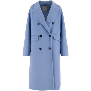 Ermanno Scervino, Mantels, Dames, Blauw, S, Wol, Klassieke Double-Breasted Jas