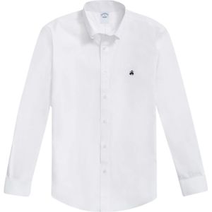 Brooks Brothers, Witte Regular Fit Non-Iron Stretch Katoenen Overhemd met Button Down Kraag Wit, Heren, Maat:M