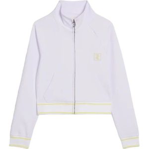 Juicy Couture, Sweatshirts & Hoodies, Dames, Wit, S, Katoen, Witte Sweater met Rits en Geel Logo
