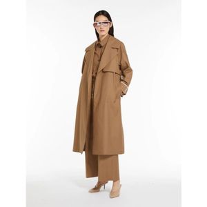 Max Mara, Mantels, Dames, Beige, M, Katoen, Karamel Katoenen Waterdichte Trenchcoat