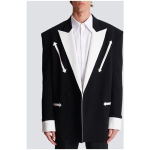 Balmain, Jassen, Heren, Zwart, S, Leer, Westerse crepe blazer