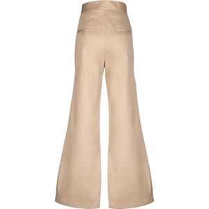 Palm Angels, Broeken, Dames, Beige, S, Katoen, Beige Broek - Regular Fit - Geschikt voor Koud Weer