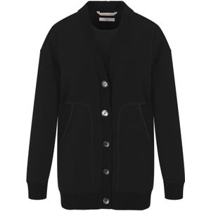 Fedeli, Truien, Dames, Zwart, S, Kasjmier, Luxe Zwarte Cashmere Maxi Cardigan voor Dames