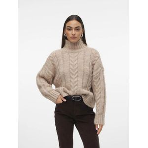 Vero Moda, Truien, Dames, Beige, M, Highneck Pullover in Zilver Mink