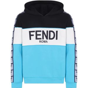 Fendi, Sweatshirts & Hoodies, Heren, Blauw, L, Katoen, Logo Hoodie