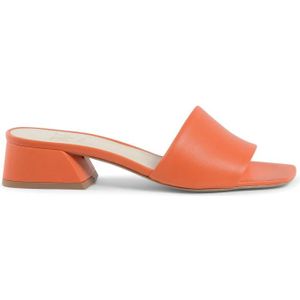 19v69 Italia, Schoenen, Dames, Oranje, 39 EU, Leer, Oranje Leren Sandaal met 4cm Hak