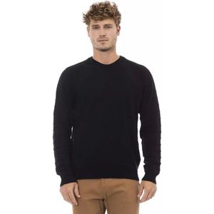 Alpha Studio, Crewneck Sweater, Lange Mouwen, Regular Fit Zwart, Heren, Maat:L