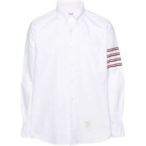 Thom Browne, Overhemden, Heren, Wit, M, Katoen, Witte Katoenen Textuur Overhemd