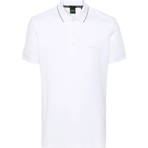 Hugo Boss, Katoenen Piqué Polo met Streepdetails Wit, Heren, Maat:S