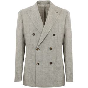 Lubiam, Grijze V-hals Blazer Jas Grijs, Heren, Maat:XL