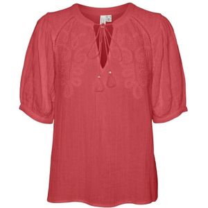 Vero Moda, Rode Blouse met 2/4 Mouwen Rood, Dames, Maat:XL