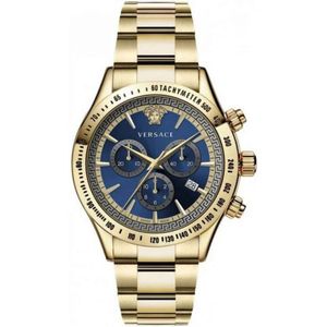 Versace, Blauw Stalen Quartz Horloge Geel, Heren, Maat:ONE Size