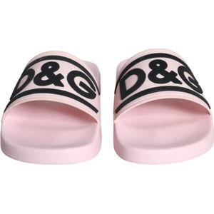 Dolce & Gabbana, Schoenen, Heren, Roze, 44 EU, Rubber Slides Slippers Schoenen Logo Details