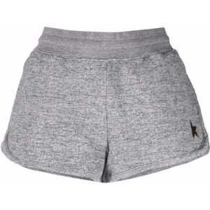 Golden Goose, Korte broeken, Dames, Grijs, S, Katoen, Katoenen shorts met sterren voor vrouwen