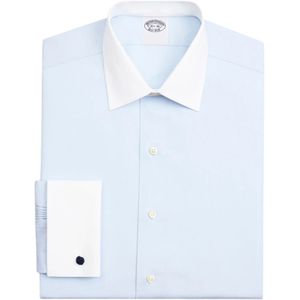 Brooks Brothers, Overhemden, Heren, Blauw, XL, Katoen, Lichtblauw Regular Fit Non-Iron Stretch Supima Katoenen Pinpoint Oxford Cloth Overhemd met Ainsley-kraag