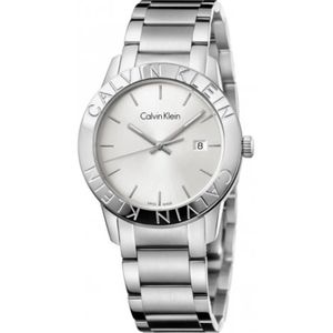 Calvin Klein, Zilveren Quartz Horloge - Stijlvol en Functioneel Grijs, Dames, Maat:ONE Size