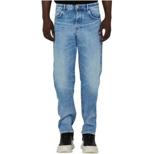 John Richmond, Lichte Wassing Basic Jeans Vijf-Pocket Model Blauw, Heren, Maat:W40
