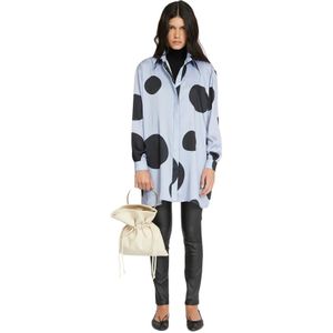 Silvian Heach, Polkadot Lange Overhemdjurk Blauw, Dames, Maat:2XS