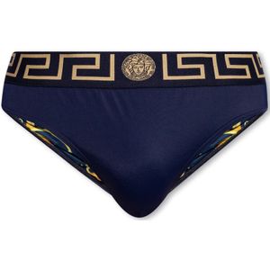 Versace, Badkleding, Heren, Blauw, XL, Logo zwembroek