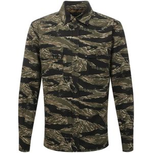 Dolce & Gabbana, Overhemden, Heren, Groen, M, Katoen, Camouflage Shirt met Lange Mouwen