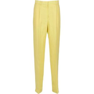 Msgm, Gele Straight Leg Broek Geel, Dames, Maat:M