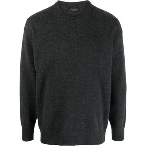 Roberto Collina, Truien, Heren, Grijs, M, Wol, Round-neck Truien