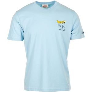 MC2 Saint Barth, Tops, Heren, Blauw, XL, Geborduurde Lichtblauwe T-shirt en Polo