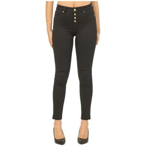 Gaudi, Zwarte Leggings in Stretch Katoen Twill Zwart, Dames, Maat:W25