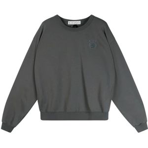 10Days, Sweatshirts & Hoodies, Dames, Grijs, S, Katoen, Oversized Grijze Sweater met Tape Detail
