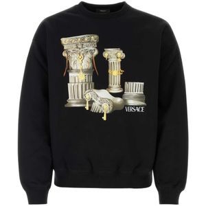 Versace, Zwarte katoenen sweatshirt - Stijlvol en comfortabel Zwart, Heren, Maat:S