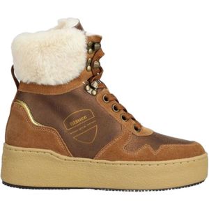 Blauer, Schoenen, Dames, Bruin, 38 EU, Wol, Trendy Winterlaarzen voor Dames met Schapenvacht Detail