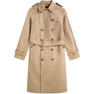 A.p.c., Mantels, Dames, Beige, M, Katoen, Greta Waterdichte Katoenen Trenchcoat