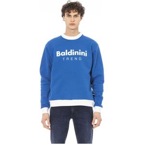 Baldinini, Sweatshirts & Hoodies, Heren, Blauw, 4Xl, Lange Mouw Logo Front Sweatshirt