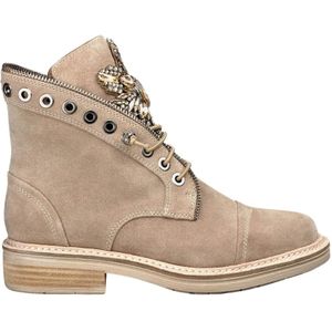 Alma EN Pena, Schoenen, Dames, Bruin, 38 EU, Leer, Platte Veterschoen Enkellaars