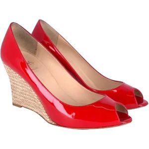 Christian Louboutin Pre-owned, Pre-owned, Dames, Rood, 40 EU, Leer, Pre-owned Sandalen