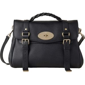 Mulberry, Alexa Zwarte Leren Handtas Zwart, Dames, Maat:ONE Size