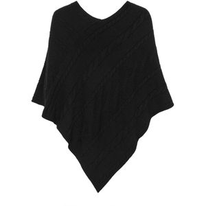 Cream, Jassen, Dames, Zwart, ONE Size, Polyester, Zwarte Gebreide Poncho met Elegant Patroon