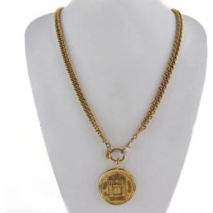 Chanel Vintage, Vintage Gouden Metalen Munt Ketting Geel, Dames, Maat:ONE Size