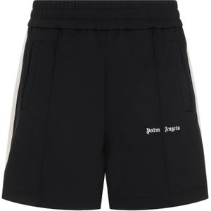 Palm Angels, Korte broeken, Heren, Zwart, S, Polyester, Zwarte klassieke logo track shorts