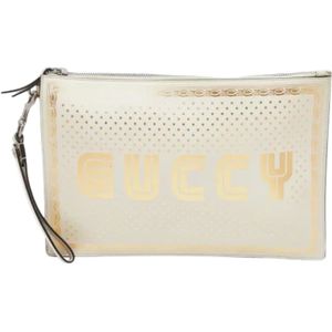 Gucci Vintage, Pre-owned, Dames, Wit, ONE Size, Leer, Pre-owned Leather clutches