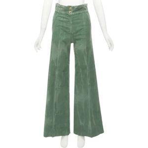 Gucci Vintage, Pre-owned, Dames, Groen, S, Pre-owned Corduroy bottoms