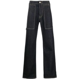 Alexander McQueen, Jeans, Heren, Blauw, M, Denim, Heren Straight Jeans - Tijdloze stijl en comfort
